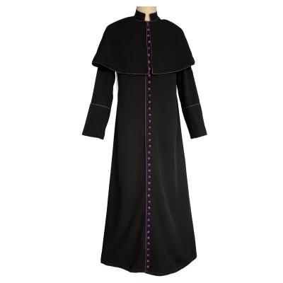 China Modern High Quality Customized Black Cassock With Purple Piping for sale