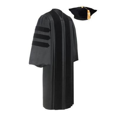 China Doctoral Graduate Gown Best Quality Academic Robe Cap And Graduation Gown for sale