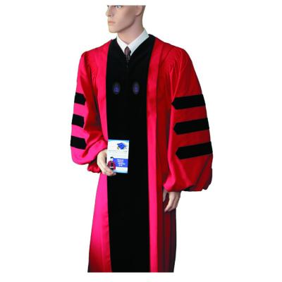 China Uniform Type Red And Black Graduate Gown School Use And Graduation Doctoral Gown for sale