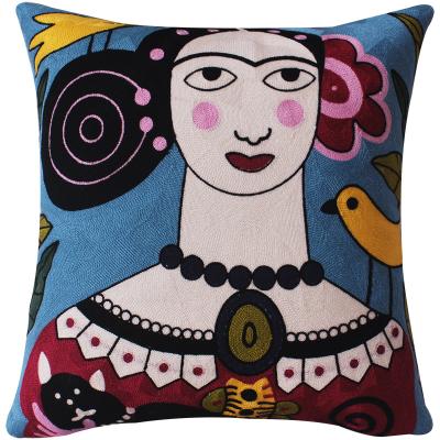 China Factory Price Simple Full Embroidery Picasso Home Decorative Cushion Cover for sale