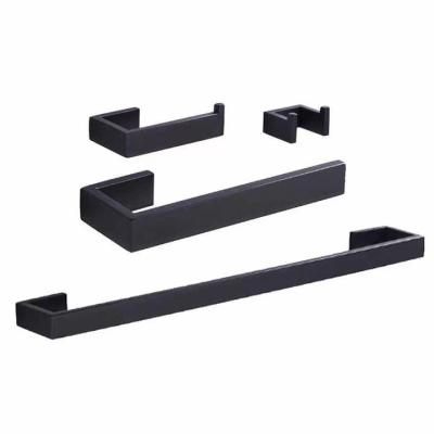 China With Hook Hot Selling Bathroom Hardware Rack High Quality Toilet Paper Holder Black Stainless Steel Towel Rack for sale