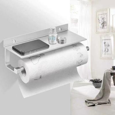 China Viable Wall Mounted Simple Paper Towel Bar Bathroom Accessories Bathroom Paper Towel Rack Aluminum Toilet Metal Storage Rack for sale