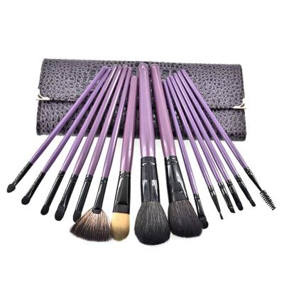 China 15Pcs Personalized Private Label Makeup Skin-friendly Purple Brush Set With Bag for sale