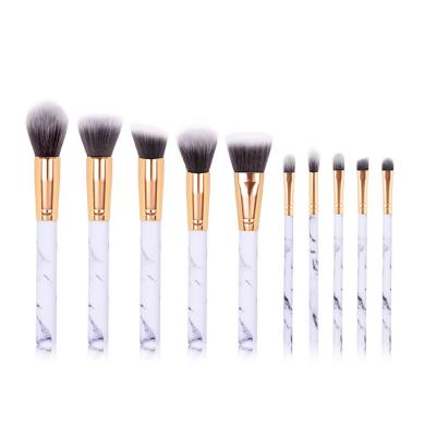 China Angular Blush Professional 10 Piece Marble Makeup Brush Set With Box for sale