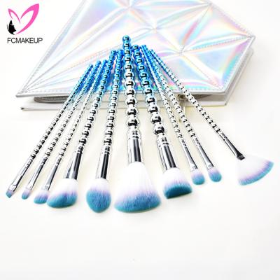 China shimmer skin-friendly Unicorn Makeup Brushes Private Label 10 PCs with Diamond Case for sale