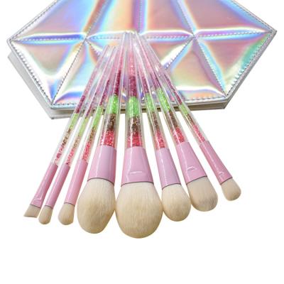 China Angular Blush 2018 New Pretty 8pcs Crystal Make Up Kit Diamond Shape Rechargeable Makeup Brush Bag Rhinestone for sale