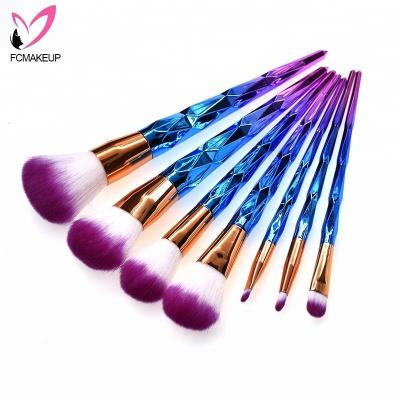 China Angular Blush 7 Pieces New Blue Soft Soft Synthetic Makeup Kit Personalized Cosmetics Professional Make Up Brush Set for sale