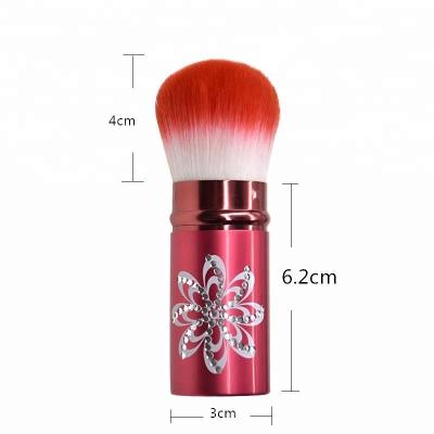 China Angular Blush Best Retractable Round Mushroom Base Contour Blush Makeup Brush By Diamond Studded Metal Pipe for sale