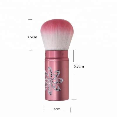 China Synthetic Face Hair Dome Retractable Bling Makeup Brush Single Kabuki Powder Brush for sale