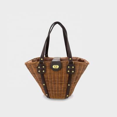 China Fashion Summer Casual Women Handbags Woven Straw Beach Tote Clutch Bags Rattan Handmade Basket Handbags for sale