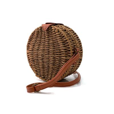 China Summer Round Straw Beach Shoulder Bohemian Cross - Straw Handmade Crochet Body Bag Bali Sling Weaving Bag for sale