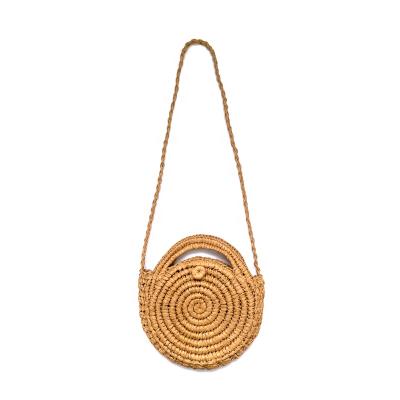 China Lady Summer Women Handmade Straw Beach Crochet Cross - Body Bag Handmade Paper Straw Weaving Knitted Sling Shoulder Bag for sale