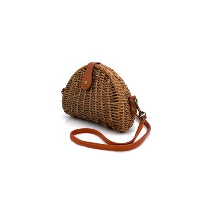 China Fashion half moon summer beach straw shoulder cross - body bag women crochet sling beach bag for sale