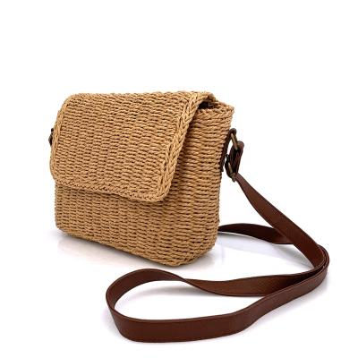 China Lady Customized Color Bali Summer Straw Beach Sling Bag Paper Straw Shoulder Cross - Body Bag for sale