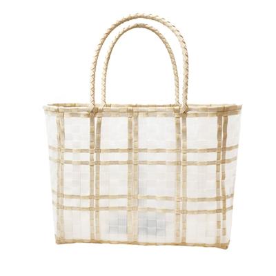 China Mexico Bohemian Wholesale Custom Handmade & Woven Plastic Woven Vegetable Basket Tote for Shopping for sale