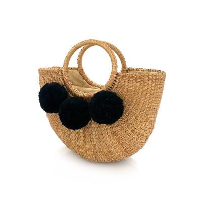 China Handmade Knitted Straw Handbags Ladies Beach Tote Clutch Women Woven Soft Bohemian Style Summer Woven Handbags for sale