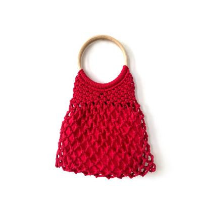 China Soft Handmade Mesh Macrame Women Purse Clutch Purse Beach Straw Style Crochet Net Tote Bags for sale