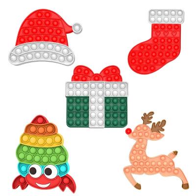 China Xmas Push Button Noisemaker Toys Silicone Xmas Stress Reliever Noisemaker Toys for sale