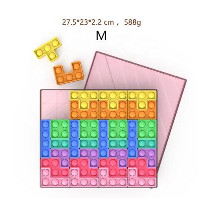 China Hot Reliever Amazon M puzzle snap popper toy rainbow silicone push bubble sound fidgety person puzzle toys for sale