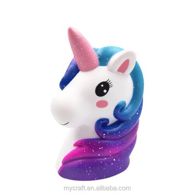 China Hot Selling Squishy Toys Funny Educational Kids Stress Reliever Squishy Toys Unicorn Head Squishies Toys For for sale