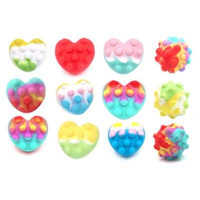 China New Anti-Anxiety Silicone Push Noise Bubble 3D Stress Balls Stir Toy 3D Heart Sound Ball Toy for sale