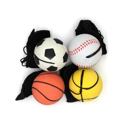 China Sports Toy Promotional Stocked Natural Hi bounce ball rubber throw and catch rubber ball with string for sale