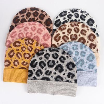 China Wholesale Outdoor Acrylic Jacquard Knitted Leopard Beanie Hat Ladies Winter Hat COMMON for sale