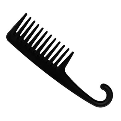 China Custom Hair Cut Logo Salon Wide Antistatic Tooth Cut Plastic Comb Detangling Comb With Hook for sale