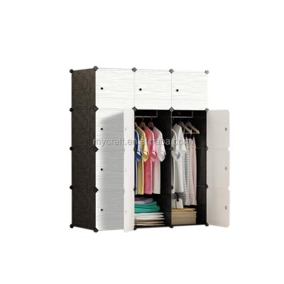 China Simple Family Designs Bedroom Storage Organizer Cabinet Foldable Plastic Eco-friendly Cloth Wardrobe for sale