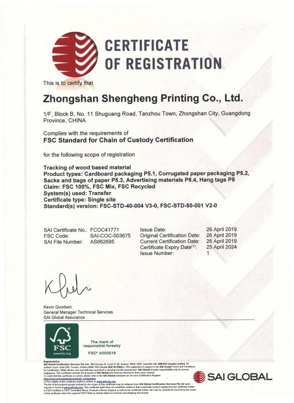 FSC - Zhongshan Shengheng Printing Co., Ltd.