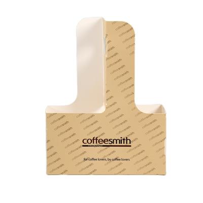 China paper & Cardboard Two Cup Carrier Durable Coffee Beverage Cardboard Takeaway Cup Holder for sale