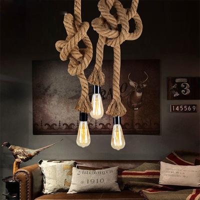 China One Drop Shipping Modern Hemp Rope Pendant Lights Industrial Vintage Hanging Lamp For Dining Room Kitchen Attic Decor Light Fixtures for sale