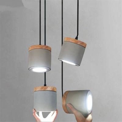 China Modern Cement Wood Pendant Lights Led Spot Hanglamp For Living Room Kitchen Lighting Fixtures Luminaria Indoor Decor one drop shipping for sale