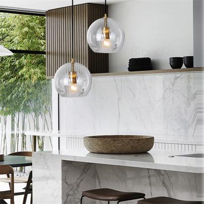 China Modern Led Glass Ball Pendant Lights Modern Industrial Kitchen Hanging Lamp Bar Lamp Dining Home Living Room Decor One Drop Shipping for sale