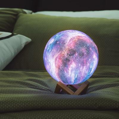 China Modern 3D Printing Moon Lamp Night Light With Stand 16 Colors Remote Control Star Lamp Night Light For Kids Gift One Drop Shipping for sale