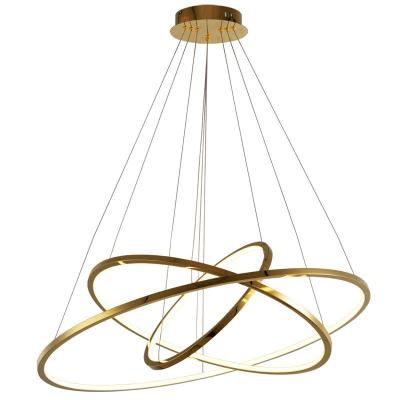 China Modern Simple Led Minimalist Light Ring Stair Light Chandelier Living Room Kitchen Restaurant Gold Circle Living Room Chandelier for sale