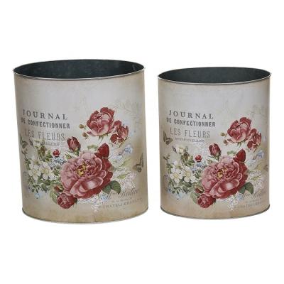 China Home and Garden Decorative Oval Metal Shabby Chic Galvanized Tall Flower Pots Wholesale Bucket Set of 2 Planters for sale