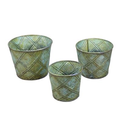 China Factory pots wholesale cheap antique Chinese style garden decorative metal flower pots set of 3 planters bucket for sale