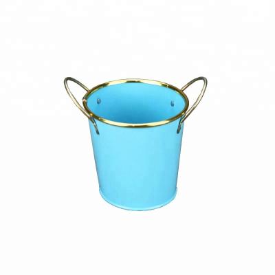 China 2019 New Hot Sale Metal Bucket Metal Bucket Blue Galvanized Cheap Wholesale Metal Flower Pot Bucket Planters Bucket Garden Decoration for sale