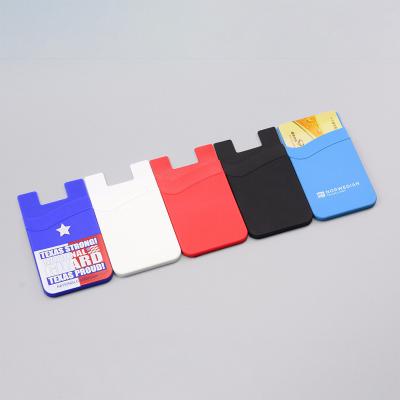 China Promotion Gift Mobile Phone Sticker Case Card Holder Sleeve Silicone Credit ID Card Pocket Portable for sale