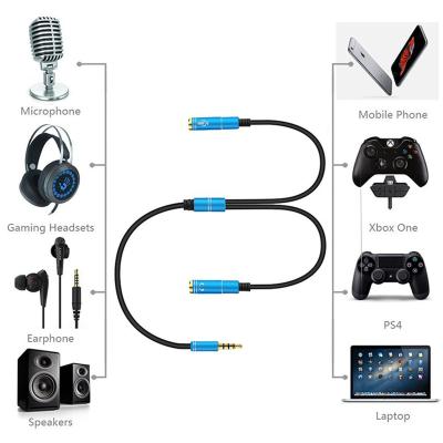 China Gold Plated Y-splitter Female 2 To 1 Male 3.5 Mm Audio Cable Adapter for sale