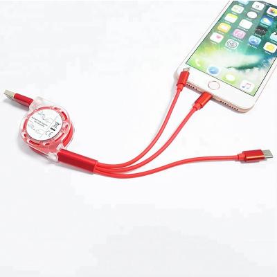 China Promotion Retractable Gifts Custom Logo Data Sync Charging Scalable 3 in 1 USB Cable for sale