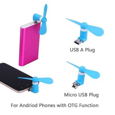 China Micro USB Fan 2 in1 Summer Air Cooler Portable 2 in 1 Micro USB Mobile Phone Fan for sale