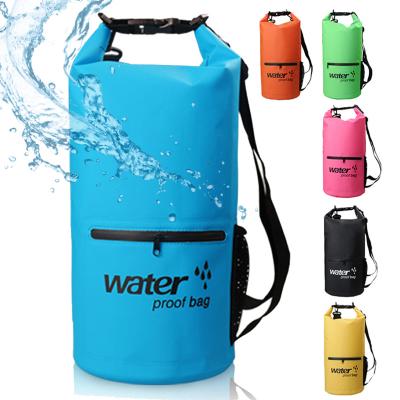 China Custom 500D Logo 10L 15L 20L 25L 30L Single Shoulder Bag Outdoor Sports 500D Waterproof PVC Backpack Floating Dry Bag for sale