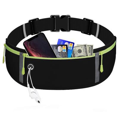 China Water Proof Women Men Increasing Sports Phone Adjustable Running Belt Fanny Pack Waist Bag Key Holder Silver for sale