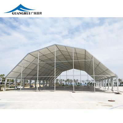 China Waterproof \ Fireproof \ Wind Resistant Outdoor Large black polygonal aluminum frame PVC event tent Sports basketball tent commercial exhibition warehouse church tent for sale