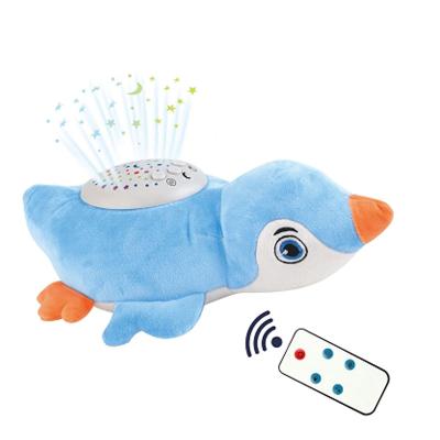 China Hot Sale Eco-Friendly Stuffed Dolphin Baby Calming Doll Stuffed Plush Toy Early Educational Funny Animal With Light Music And Projection for sale