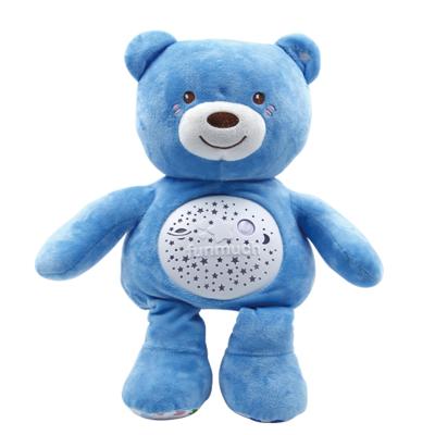 China Eco-Friendly Bear Toy Animals With Light Music Soft Plush Stuffed Baby Comfort Night Light Projector for sale