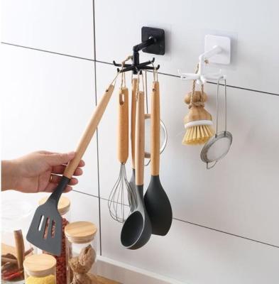 China Sustainable Kitchen Utensil Rack Hooks, Wall Mounted Utensil Hangers Racks Hooks with 6 Rotating Utensil Hooks for sale