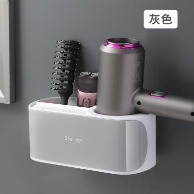 China Sustainable Wall Mounted Plastic Storage Organizer Rack Hair Dryer Holder For Bathroom Accessories for sale